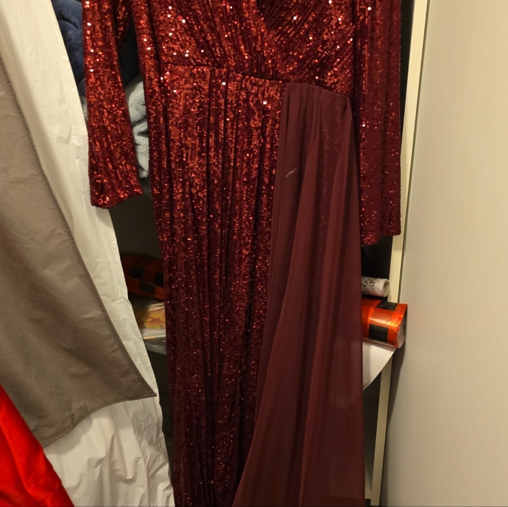 Burgundy red evening gown